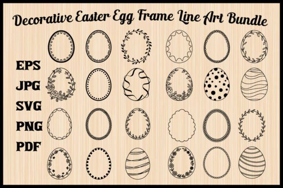 Decorative Easter Egg Frame Line Art Set: A Designer's Toolkit