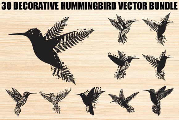 Decorative Floral Hummingbird Bundle: Nature-Inspired Vector Art