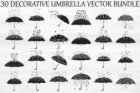 Decorative Floral Umbrella Bundle: 30 Elegant Vector Designs