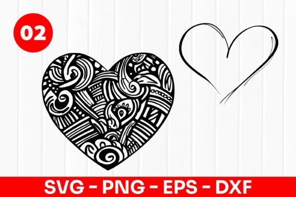 Decorative Heart Line Art Love SVG PNG for Creative Projects