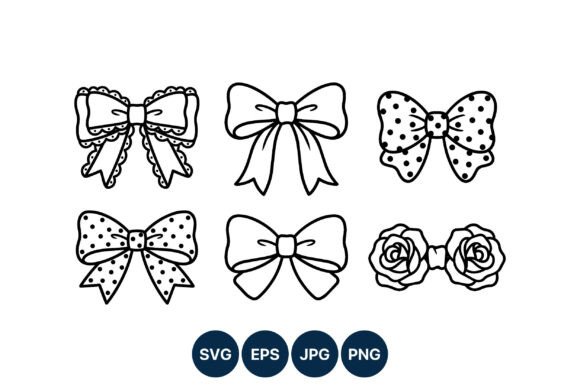 Elevate Projects with Black and White Decorative Bow Line Art