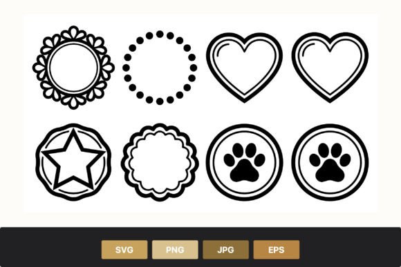 Elevate Your Projects with Round Decorative Frames and Icons Set