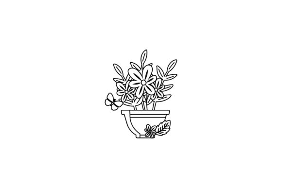 Flowers Decorative Flower Pot Outline: A Design Asset for Modern Projects