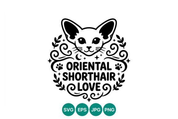 Oriental Shorthair Cat Face Decorative: A Purr-fectly Bold Design Asset