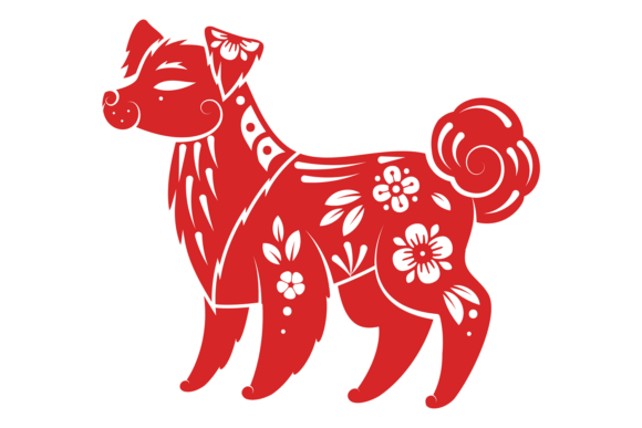 Red Dog Zodiac Icon: Paper Cut Design Applications